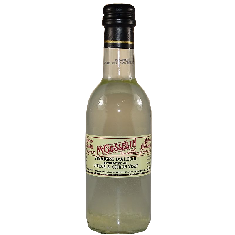Vinaigre alcool blanc arômatisé citron SAAS, bouteille de 1l