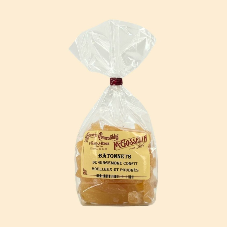 Bâtonnets de gingembre confit moelleux et poudrés