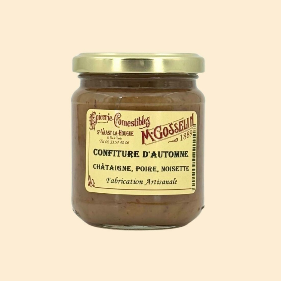 Confiture d'automne châtaigne, poire, noisette