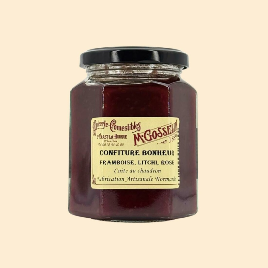 Confiture framboise, litchi, rose