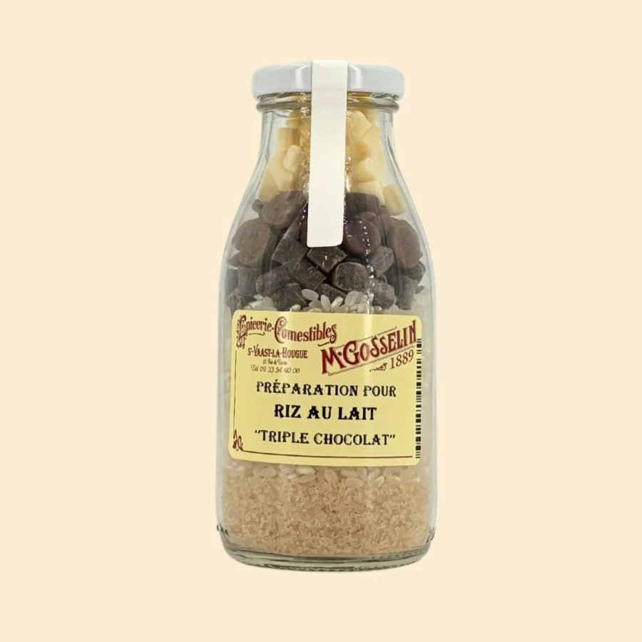 Préparation pour riz au lait "triple chocolat"