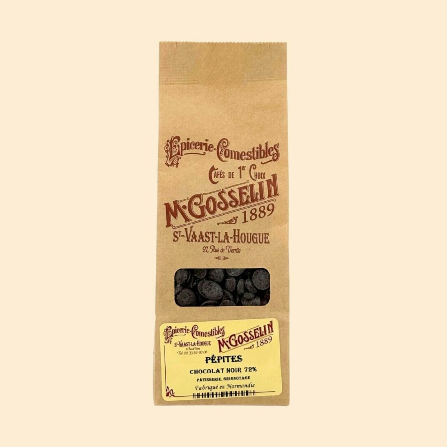 Pastilles de chocolat noir 72% (spécial pâtisserie et grignotage)