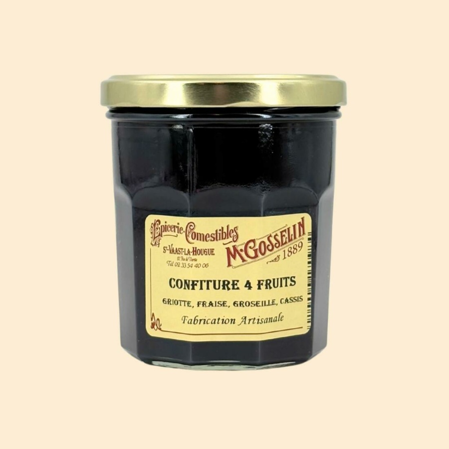 Confiture 4 fruits rouges (griotte, fraise, groseille, cassis)
