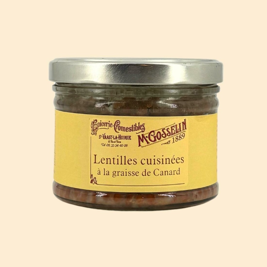 Lentilles cuisinées à la graisse de canard