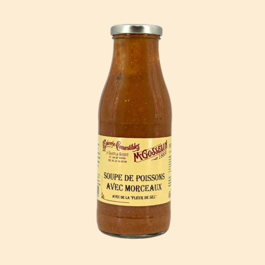 Soupe de poissons avec morceaux avec de la "fleur de sel"