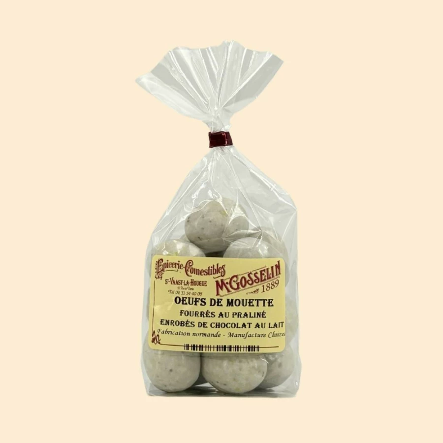 Oeufs de mouette fourrés au praliné enrobés de chocolat au lait