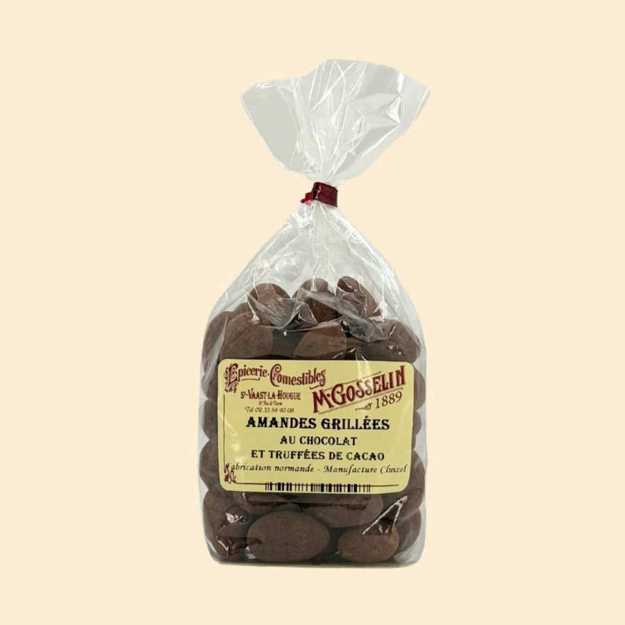 Amandes grillées au chocolat et truffées de cacao