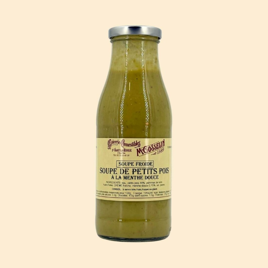 Soupe froide de petit-pois à la menthe douce